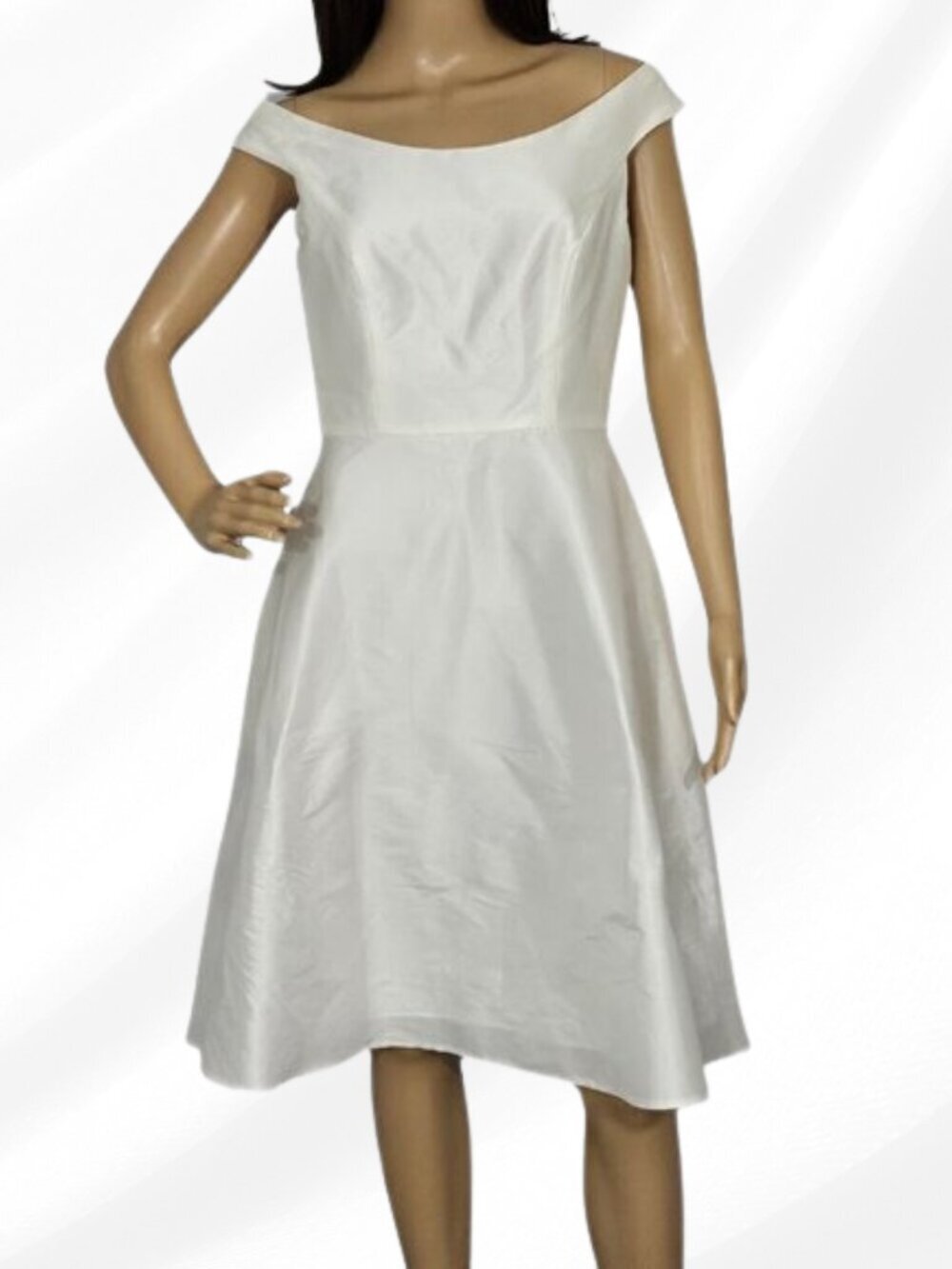 Alfred Sung Off-the-Shoulder Cocktail Dress Snow White D686 Size 4